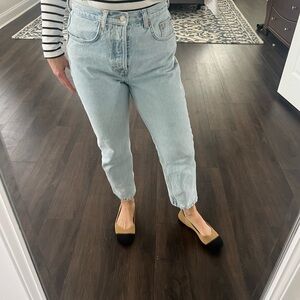 Topshop Light Blue Women's Jeans straight leg cropped.